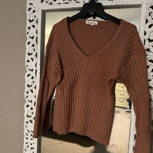V-neck drop shoulder sweater